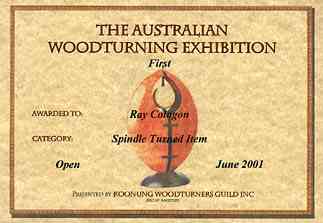 Aust Woodturning Exhibn - Award Certificate